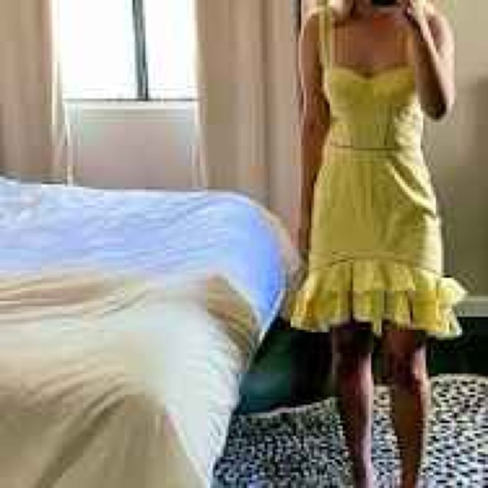 Jonathan Simkhai Seersucker yellow cutout dress - Picture 8 of 9